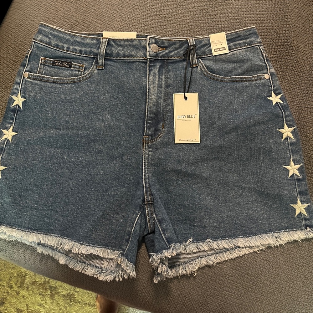 Judy Blue Blue Jean Shorts with White Star Accents